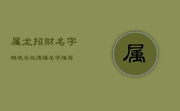 属龙招财名字精选：启枝德福名字推荐  第1张