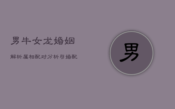 男牛女龙婚姻解析：属相配对分析与婚配建议  第1张