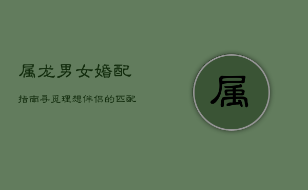 属龙男女婚配指南：寻觅理想伴侣的匹配之道  第1张
