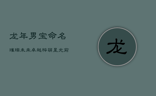 龙年男宝命名：璀璨未来，卓越梓萌，星光前程  第1张