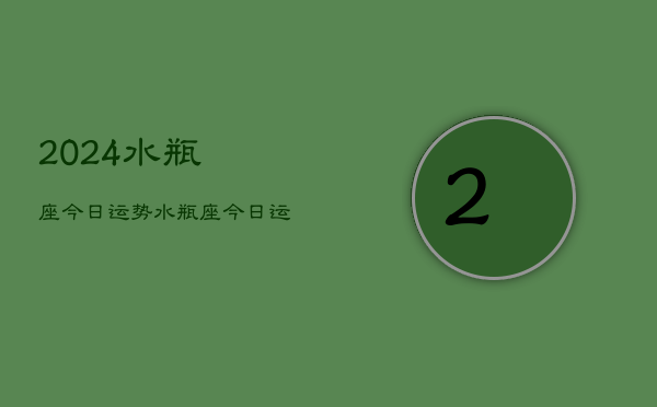 2024水瓶座今日运势，水瓶座·今日运程2024  第1张