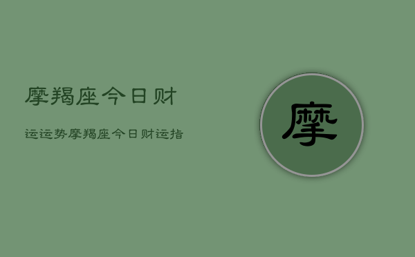 摩羯座今日财运运势，摩羯座今日财运指南  第1张