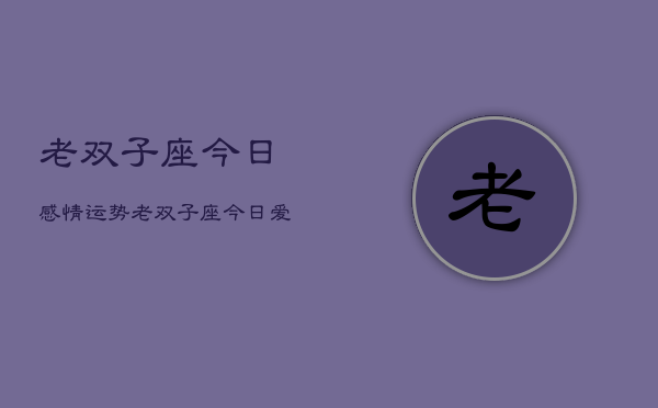 老双子座今日感情运势，老双子座今日爱情运如何  第1张