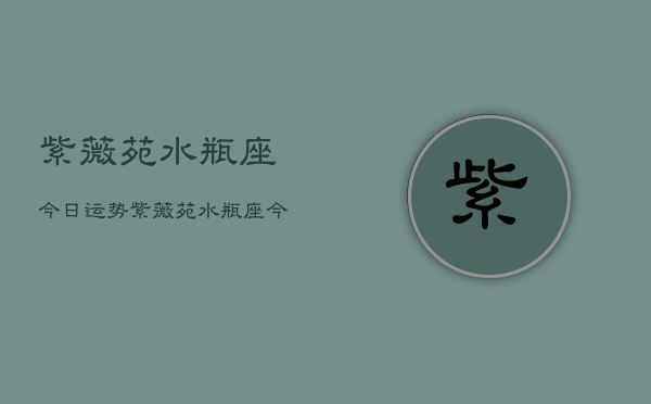 紫薇苑水瓶座今日运势，紫薇苑水瓶座今日运程如何  第1张