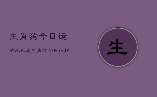 生肖狗今日运势水瓶座，生肖狗今日运程  第1张