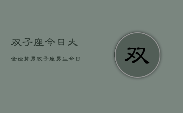双子座今日大全运势男，双子座男生今日运势详解  第1张