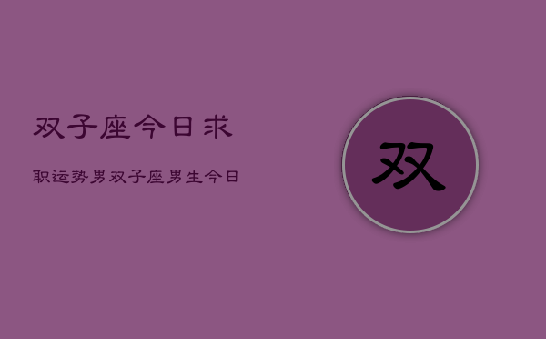 双子座今日求职运势男，双子座男生今日求职运  第1张