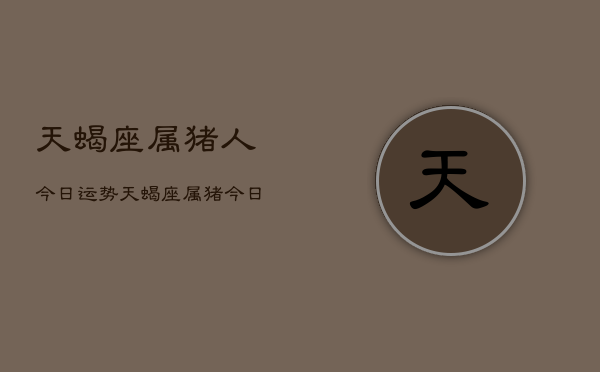 天蝎座属猪人今日运势，天蝎座属猪今日运程如何  第1张