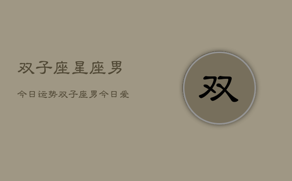 双子座星座男今日运势，双子座男今日爱情运  第1张