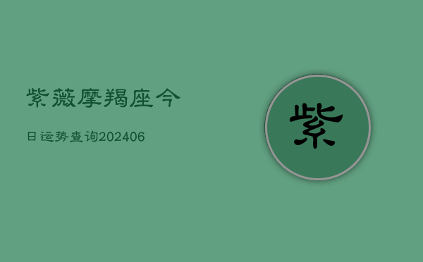 紫薇摩羯座今日运势查询(20240615)  第1张