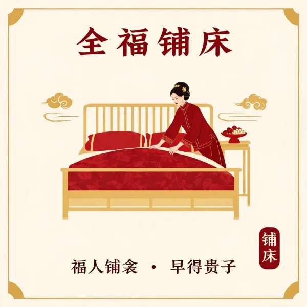 全福人铺床插画
