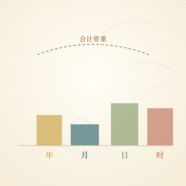 年月日时四柱骨重叠加插画