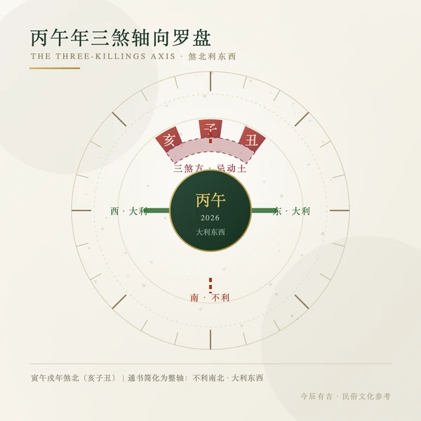 丙午年三煞轴向罗盘