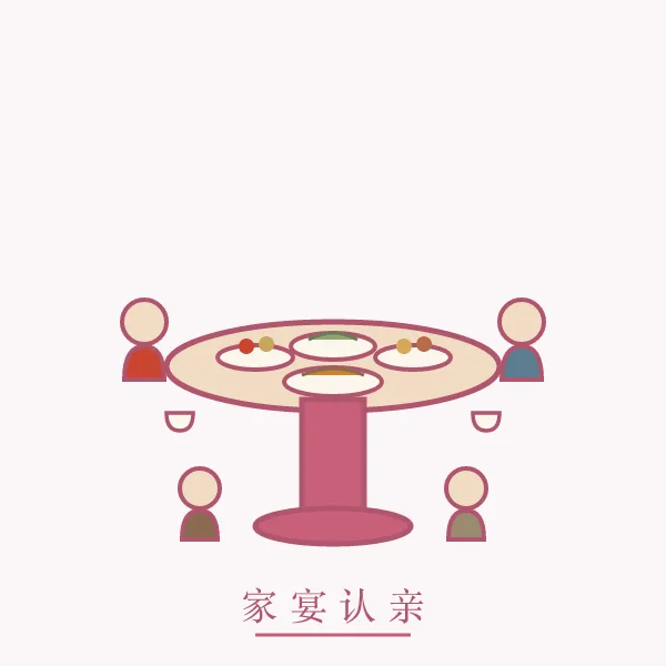 回门家宴团圆线描插画