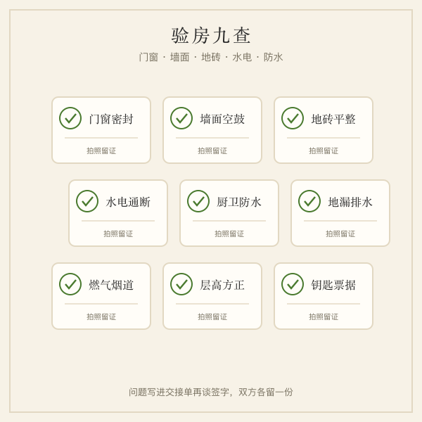 验房九查清单插画