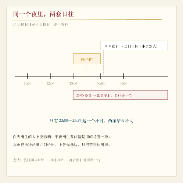 日柱换日两种口径对照示意