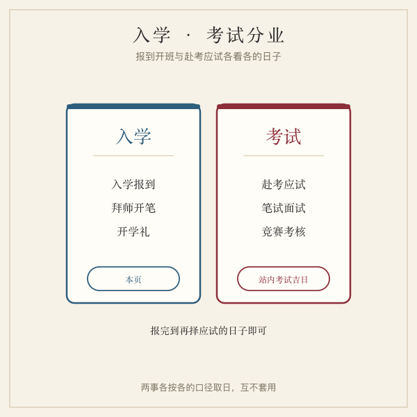 入学与考试分业示意插画