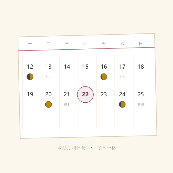 一个月的月相日历示意
